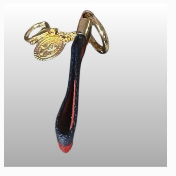 Navy Blue And Red Stripe Keychain Gold Tone Coin - Picture 4 of 5